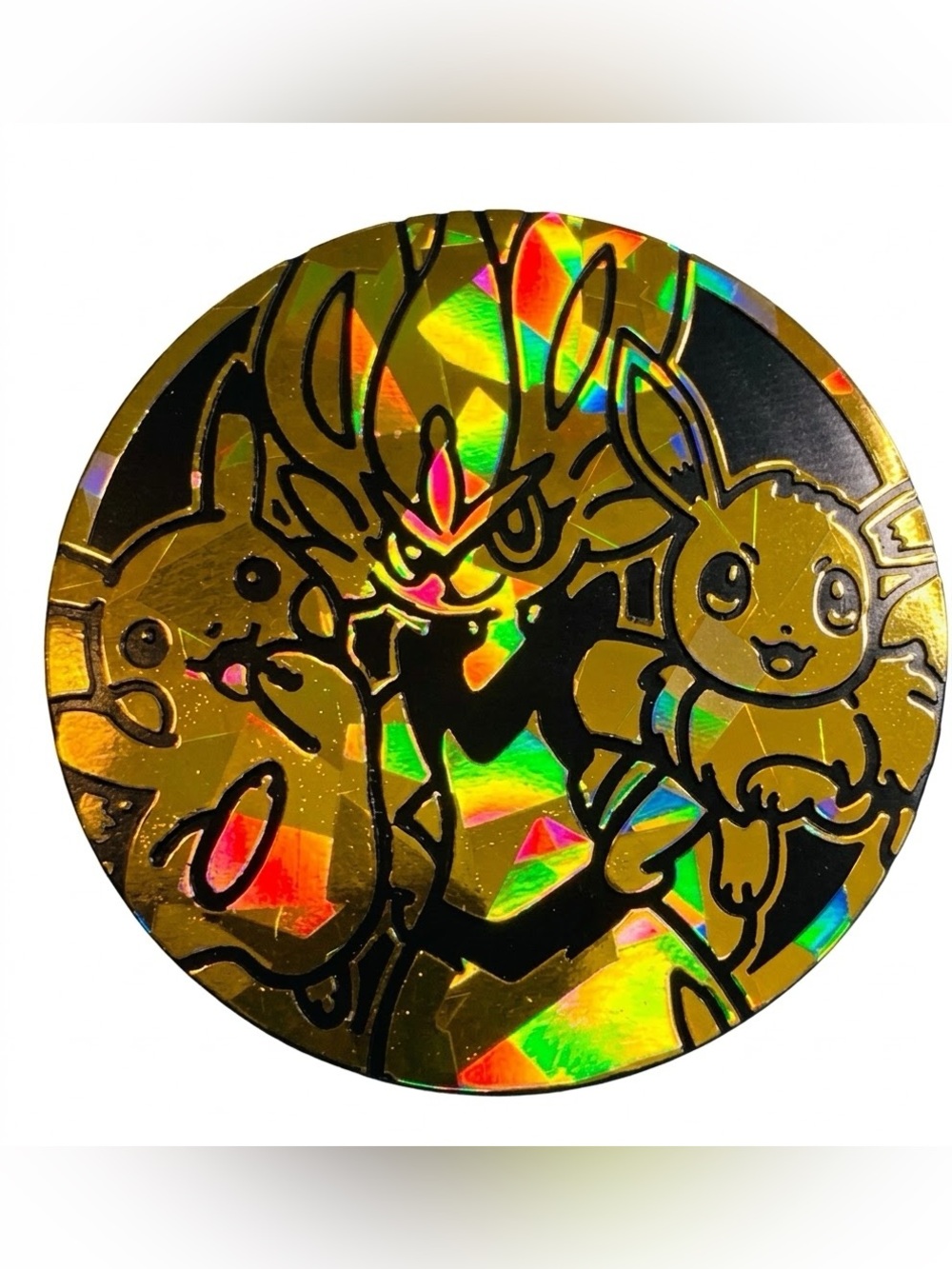 Pokémon TCG Jumbo Pikachu Lucario Eevee Gold Shattered Ice Coin